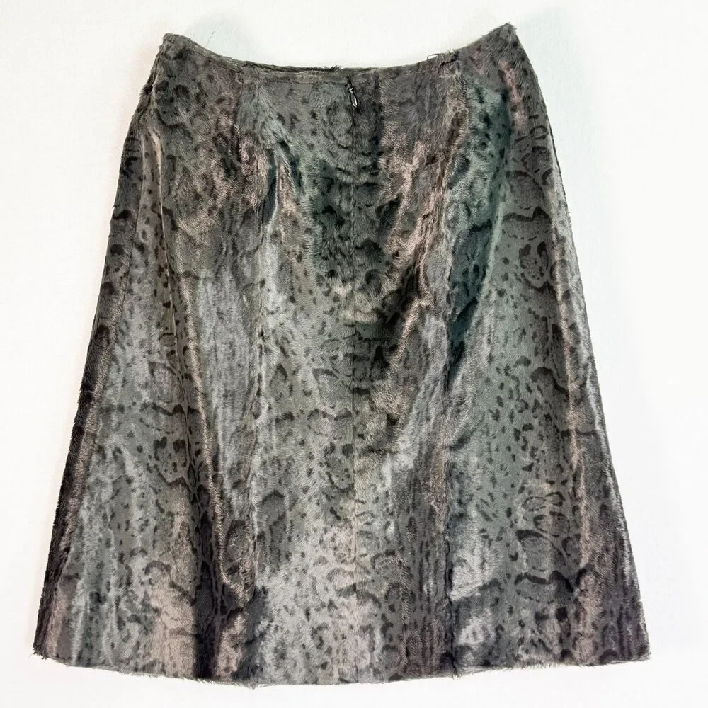 Vintage 90s | Philippe Adec Paris | Animal Print Faux Fur Gray | Sz 4 / 36 EU